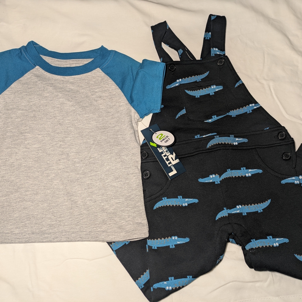 Blue and Gray Crocodile Bodysuit Set